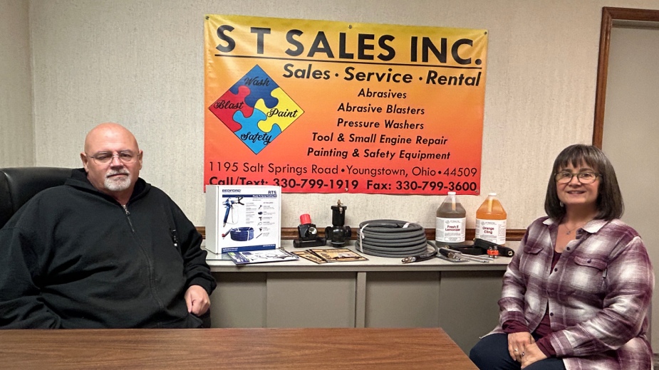 Siblings Mike and Theresa Moon own S T Sales, a painting, abrasive blasting and pressure washing equipment sales and service company on Salt Springs Road.