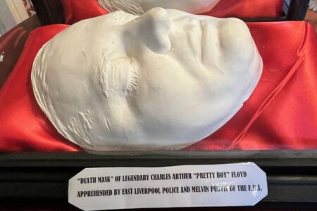 A death mask of Pretty Boy Floyd is on display at The Sturgis House.