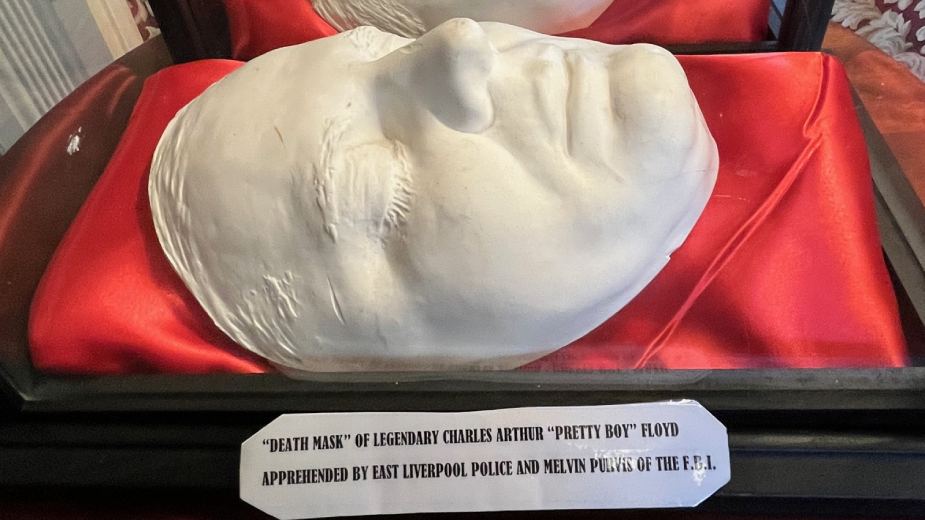 A death mask of Pretty Boy Floyd is on display at The Sturgis House.